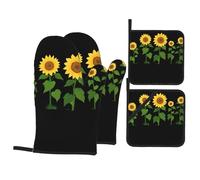 WHJSSF - Juego de 4 piezas para hornear de cocina, diseño de girasoles persiguiendo el sol, aislamiento térmico y a prueba de quemaduras, para cocina y barbacoa al aire libre