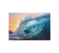 WHJSSF Juego de 6 manteles individuales con diseño de olas oceánicas azules para mesa de comedor, para hogares y banquetes, fáciles de limpiar a temperatura ambiente para un uso duradero