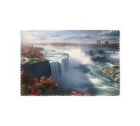 WHJSSF Juego de 6 manteles individuales para mesa de comedor con estampado de cataratas del Niágara, para hogares y banquetes, fáciles de limpiar a temperatura ambiente para un uso duradero