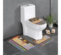 WHJSSF Juego de alfombras de baño con impresión de tabla periódica de elementos: 3 piezas antideslizantes (24 x 16 pulgadas) para inodoro, tocador y baños, fácil de limpiar
