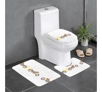 WHJSSF Juego de alfombras de baño de 3 piezas de 24 x 16 pulgadas con estampado de flor, alfombrillas antideslizantes con contorno, formas ovaladas y rectangulares para el hogar, la cocina y los baños