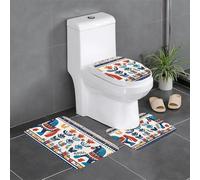 WHJSSF Juego de tres piezas antideslizante de secado rápido con diseño de caballo de Dala sueco, tapete de ducha duradero y de secado rápido