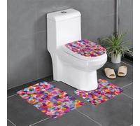 WHJSSF Juego de tres piezas de baño con estampado abstracto de Love Chart antideslizante, de secado rápido, duradero, tapete de ducha