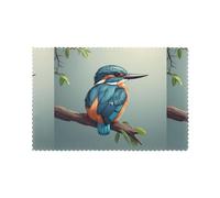 WHJSSF Kingfisher On The Branch - Juego de 6 manteles individuales lavables resistentes al calor de 12 x 18 pulgadas de grosor de poliéster para decoración del hogar, hotel y banquete