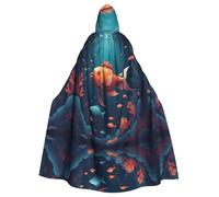 WHJSSF La capa con capucha de Halloween con imagen de pez en el mar profundo es una capa súper grande, cómoda y duradera