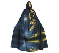 WHJSSF La capa con capucha de Halloween de Ginkgo Under The Moonlight Picture es una capa súper grande, cómoda y duradera