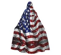 WHJSSF La capa con capucha para adultos con diseño de estrellas y rayas de la bandera estadounidense es una capa súper grande, cómoda y duradera