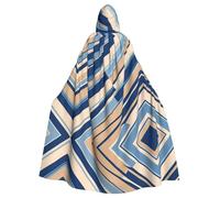 WHJSSF La capa con capucha para adultos con diseño de rayas azules y beige es una capa súper grande, cómoda y duradera