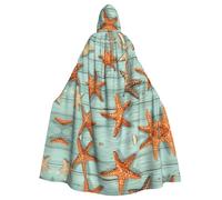 WHJSSF La capa con capucha para adultos con estampado de estrella de mar de madera vieja es una capa súper grande, cómoda y duradera