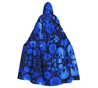 WHJSSF La capa con capucha para adultos con estampado de flores azules y calavera es una capa súper grande, cómoda y duradera