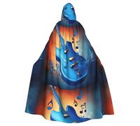 WHJSSF La capa con capucha para adultos con estampado de notas musicales azules es una capa súper grande, cómoda y duradera