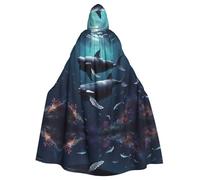 WHJSSF La capa con capucha para adultos con imagen de ballenas de mar profundo es una capa súper grande, cómoda y duradera