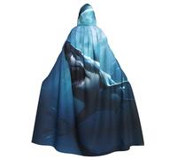 WHJSSF La capa con capucha para adultos con imagen de tiburón blanco es una capa súper grande, cómoda y duradera