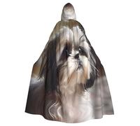 WHJSSF La capa con capucha para adultos de Shih Tzu Dog Picture Halloween es una capa súper grande, cómoda y duradera