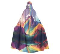 WHJSSF La capa con capucha para adultos Rainbow Behind The Mountain Picture Halloween es una capa súper grande, cómoda y duradera