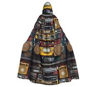 WHJSSF La capa con capucha vintage de Wall of Radio Boombox Prints Halloween para adultos es una capa súper grande, cómoda y duradera