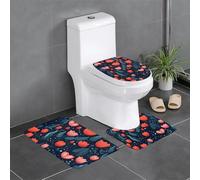 WHJSSF Late Night Flowers Prints - Juego de 3 alfombras de baño antideslizantes para inodoro, tocador y tapa, fácil de limpiar, antideslizante