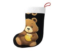 Whjssf Little Bear Holding Honey Picture - Calcetines de Navidad impresos de doble cara para decoración de interiores y fiestas de gran capacidad