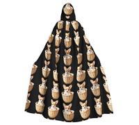 WHJSSF Little Corgi in a woven basket Printing Halloween Adult Hooded Layer for various party and carnival settings