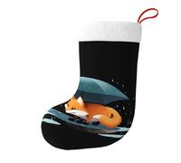 Whjssf Little Fox Hiding from The Rain - Calcetines de Navidad impresos de doble cara para decoración de interiores y fiestas de gran capacidad