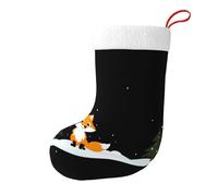 Whjssf Little Fox Under The Snow - Calcetines de Navidad impresos de doble cara para decoración de interiores y fiestas de gran capacidad