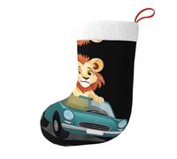 Whjssf Little Lion in The Car - Calcetines de Navidad impresos de doble cara para decoración de interiores y fiestas de gran capacidad