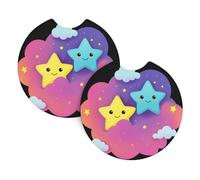 WHJSSF Little Star on The Colorful Cloud - Juego de 2 posavasos para coche, impermeables, de secado rápido, inodoros, para la mayoría de coches, camiones, SUV