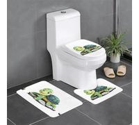 WHJSSF Little Turtle on The Stone Prints - Juego de alfombras de baño antideslizantes de 3 piezas con contorno, ovaladas y rectangulares para inodoro, tocador y baños