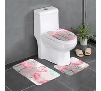 WHJSSF Love Flamingo - Juego de 3 piezas antideslizante de secado rápido para baño, tapete de ducha duradero y antideslizante