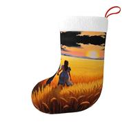Whjssf Love in The Wheat Field - Calcetines de Navidad impresos de doble cara para decoración de interiores y fiestas de gran capacidad