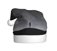 WHJSSF Mirando hacia arriba a las estrellas imprimiendo sombreros de Navidad de felpa para hombres y mujeres, gorras de fiesta de Año Nuevo para adultos