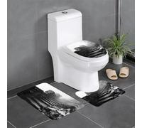 WHJSSF Mountain Mist Over The Stone Steps Prints - Juego de alfombras de baño antideslizantes de 3 piezas con contorno, ovaladas y rectangulares para inodoro, tocador y baños