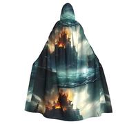 WHJSSF Mysterious City in the Sea Printing Halloween - Capa con capucha para adultos para varios entornos de fiesta y carnaval