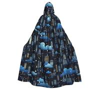 WHJSSF New York Night Sky - Chaqueta larga con capucha para adultos, para Halloween, adecuada para hombres y mujeres