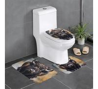 WHJSSF North American Bison Printed - Juego de 3 piezas antideslizante de secado rápido para baño, tapete de ducha duradero