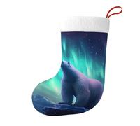 Whjssf Northern Lights - Calcetines decorativos de Navidad con estampado de oso polar para árboles de Navidad, mesas de comedor