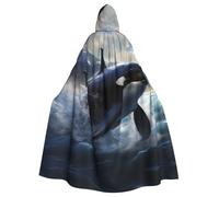 WHJSSF Orca Killer Whale - Capa con capucha para adultos con estampado de ballena asesina, con pajarita, sin cremallera