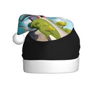 WHJSSF Pagoda en la parte superior de una montaña Impresión de sombreros de Navidad de felpa para hombres y mujeres, gorras de fiesta de Año Nuevo para adultos