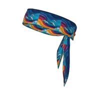 WHJSSF Pañuelo deportivo de doble cara con patrón de delfines y ondas arcoíris para mujeres y hombres, ajustable para todas las circunferencias de cabeza