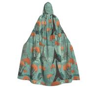 WHJSSF París City Tree Eiffel Tower Art Impreso Adulto Halloween Chaqueta con capucha Capa larga para fiesta adecuada para hombres y mujeres