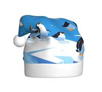 WHJSSF Pingüinos en el iceberg Impresión de sombreros de Navidad de felpa para hombres y mujeres, gorras de fiesta de Año Nuevo para adultos