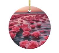 WHJSSF Roses by The Sea Prints - Colgante redondo de cerámica para árbol de Navidad, diseñado específicamente para las vacaciones