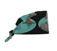 WHJSSF Seals in The Pool Pattern - Gorro de trabajo de limpieza para mujeres y hombres, ajustable, absorbente del sudor, transpirable