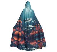 WHJSSF Sharks Under The Sea - Chaqueta larga con capucha para adultos con estampado de tiburones bajo el mar, adecuada para hombres y mujeres