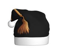 WHJSSF Sombrero de bruja con diseño de escoba, sombrero de Navidad para adultos, accesorio de calidad suave, ligero y esponjoso