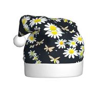 WHJSSF Sombrero de Navidad con diseño de flores de manzanilla curvadas y mariposas voladoras para adultos, por lo que es un regalo divertido y duradero para hombres y mujeres