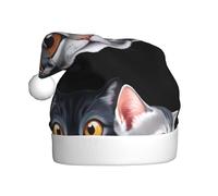 WHJSSF Sombrero de Navidad con diseño de gato que mira alrededor, duradero para adultos, para Halloween, Navidad, Año Nuevo