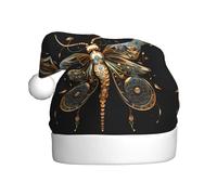 WHJSSF Sombrero de Navidad con diseño de libélula dorada sobre fondo negro para adultos, por lo que es un regalo divertido y duradero para hombres y mujeres