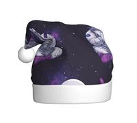 WHJSSF Sombrero de Navidad con estampado de astronauta de galaxia para adultos, accesorio festivo de calidad hecho a mano, suave, ligero