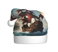 WHJSSF Sombrero de Navidad con estampado de barco pirata de fantasía para adultos, suave, ligero, para fiestas